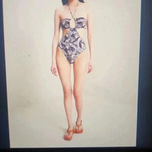 A.L.C ANA HALTER ONE PIECE SWIMSUIT IN NATURAL SIZE S